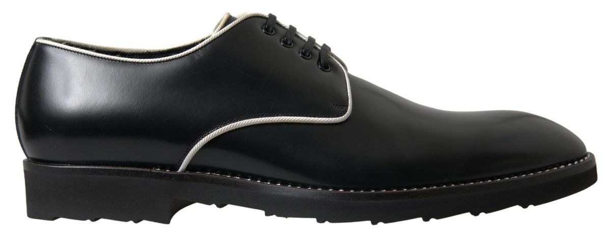 Dolce &amp; Gabbana Black White Leather Formal Shoes