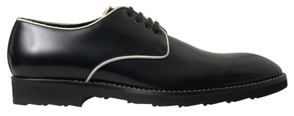 Dolce &amp; Gabbana Black White Leather Formal Shoes