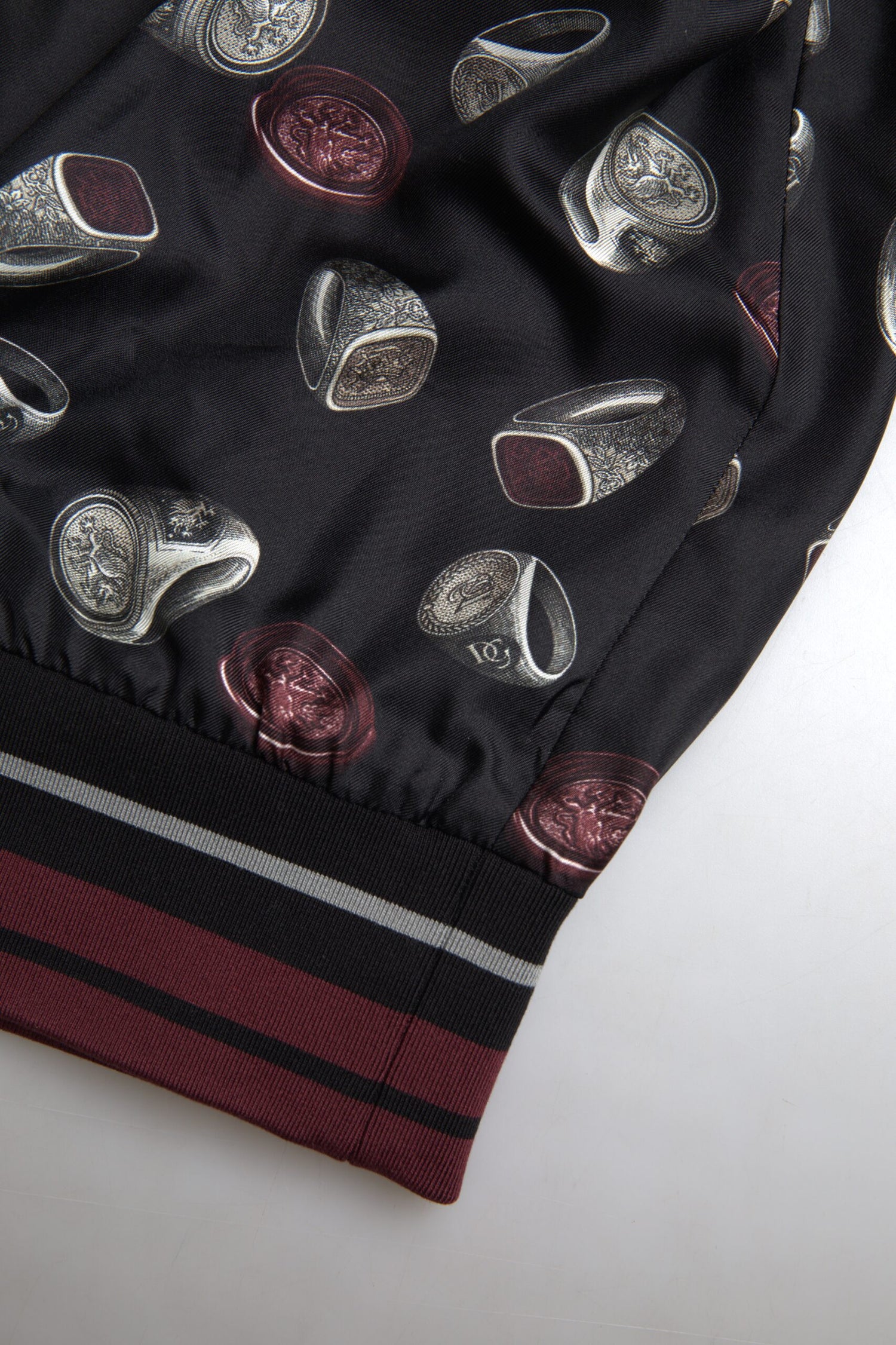 Dolce &amp; Gabbana Black Ring Print Silk Crewneck Sweater