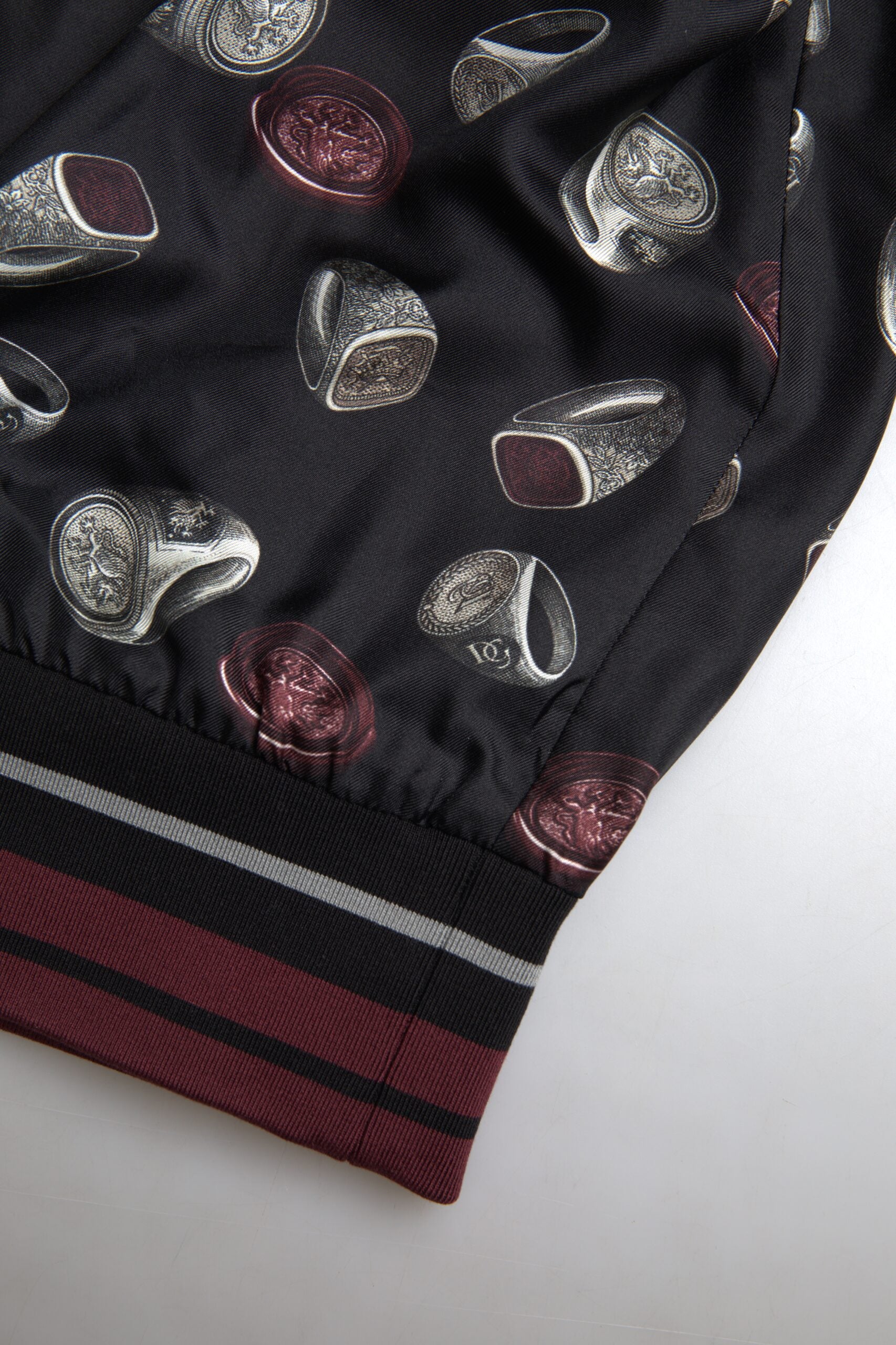 Dolce &amp; Gabbana Black Ring Print Silk Crewneck Sweater