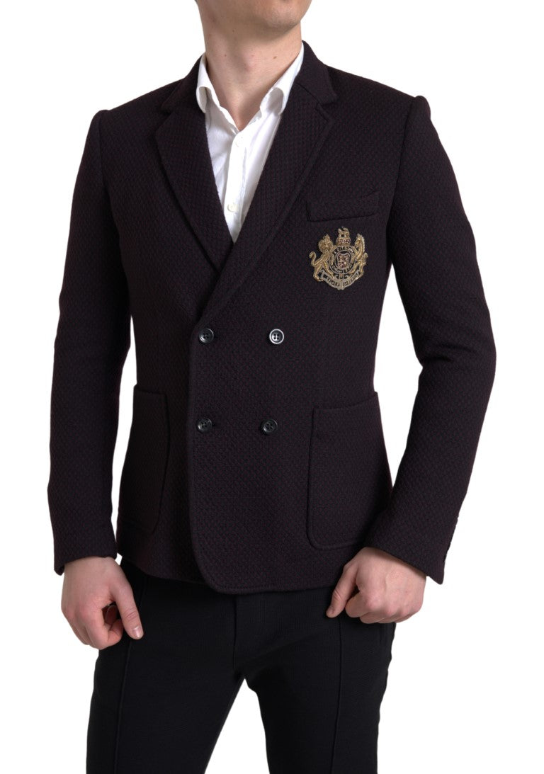 Dolce &amp;amp; Gabbana Lila Logotypbroderad Dubbelknäppt Kavaj