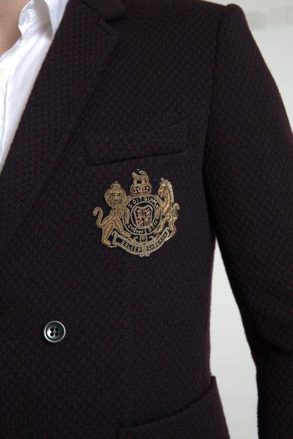 Dolce &amp;amp; Gabbana Lila Logotypbroderad Dubbelknäppt Kavaj