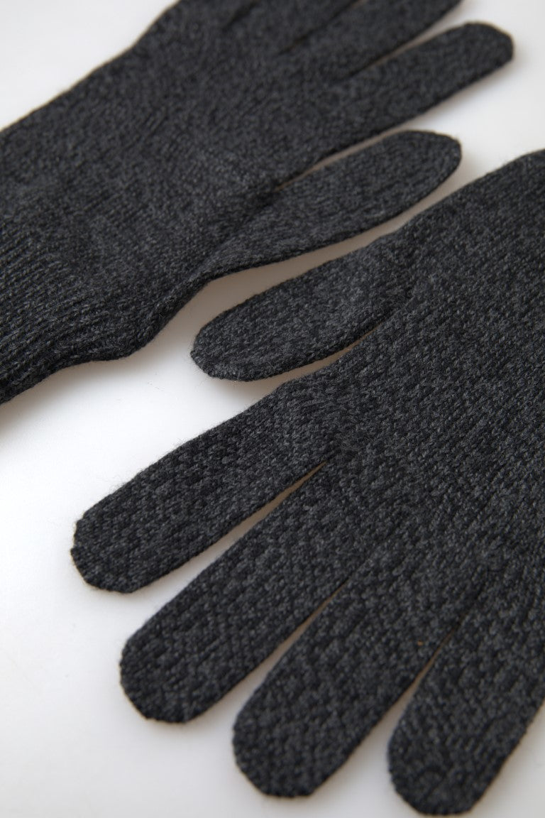Dolce &amp;amp; Gabbana Grå Virgin Wool Stickade Hands Mitten Herrhandskar