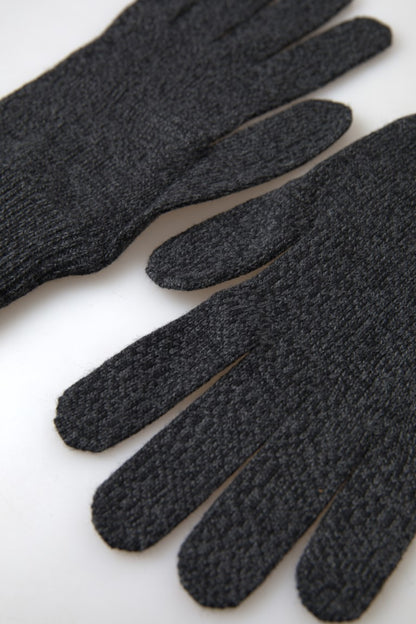 Dolce &amp;amp; Gabbana Grå Virgin Wool Stickade Hands Mitten Herrhandskar