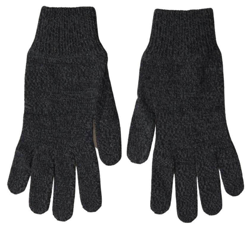 Dolce &amp;amp; Gabbana Grå Virgin Wool Stickade Hands Mitten Herrhandskar