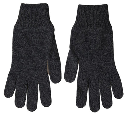 Dolce &amp;amp; Gabbana Grå Virgin Wool Stickade Hands Mitten Herrhandskar