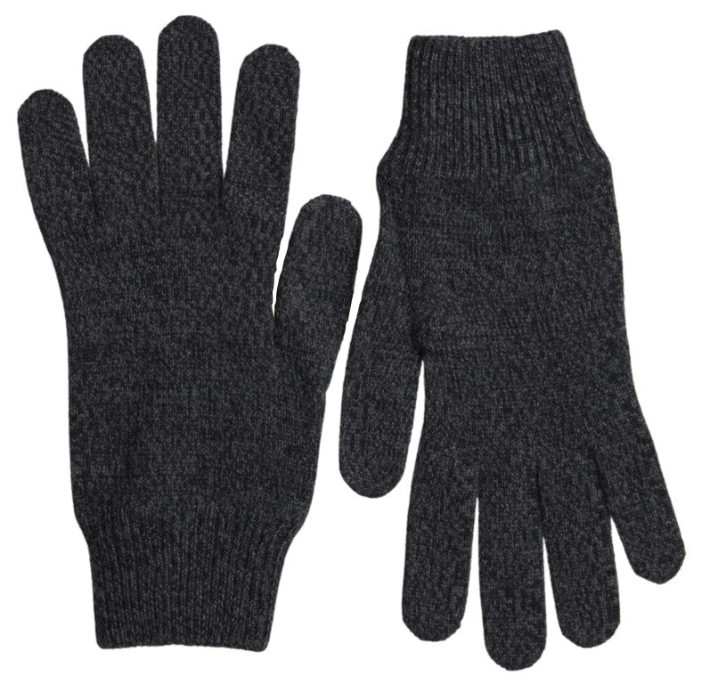 Dolce &amp;amp; Gabbana Grå Virgin Wool Stickade Hands Mitten Herrhandskar