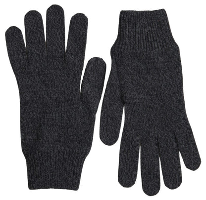 Dolce &amp;amp; Gabbana Grå Virgin Wool Stickade Hands Mitten Herrhandskar