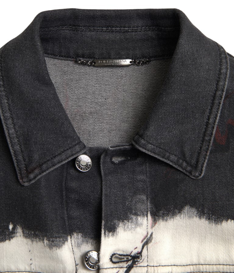 Dolce &amp;amp; Gabbana Flerfärgad Bomullskragejeansjacka