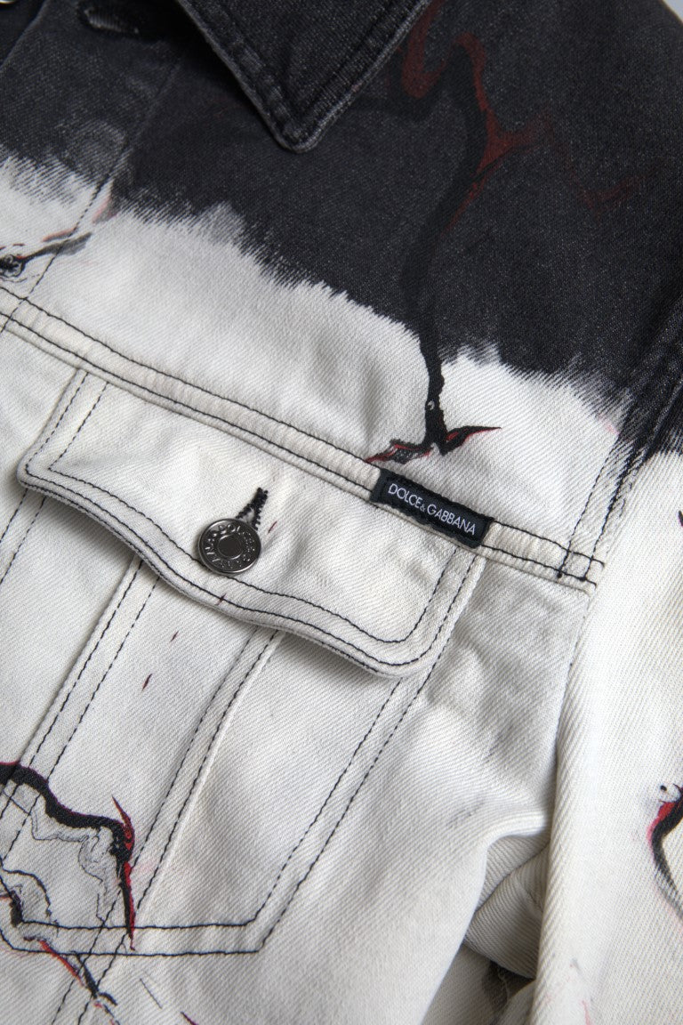 Dolce &amp;amp; Gabbana Flerfärgad Bomullskragejeansjacka
