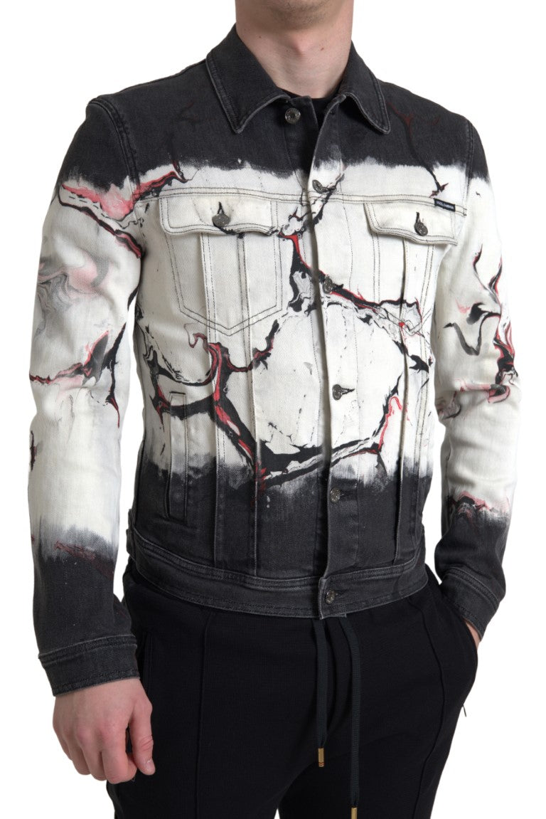 Dolce &amp; Gabbana Multicolor Cotton Collared Denim Jacket