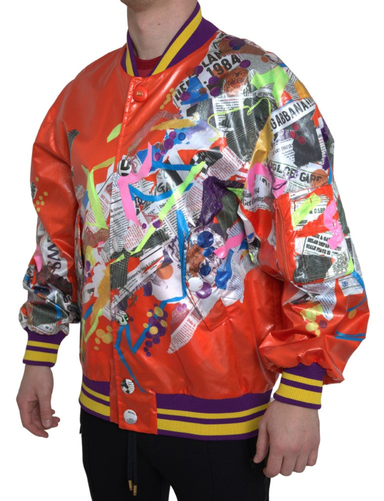 Dolce &amp; Gabbana Orange Polyester Button Blouson Jacket