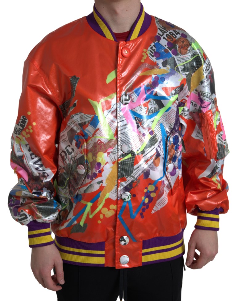 Dolce &amp; Gabbana Orange Polyester Button Blouson Jacket