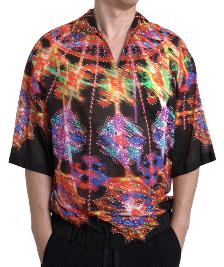 Dolce &amp;amp; Gabbana multicolor armaturtryck herr bomullsskjorta