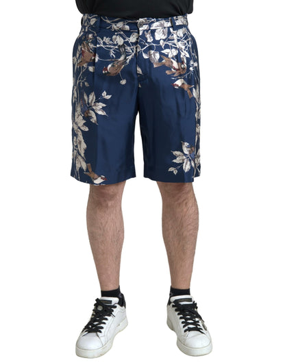 Dolce &amp; Gabbana Blue Floral Print Silk Men Bermuda Shorts