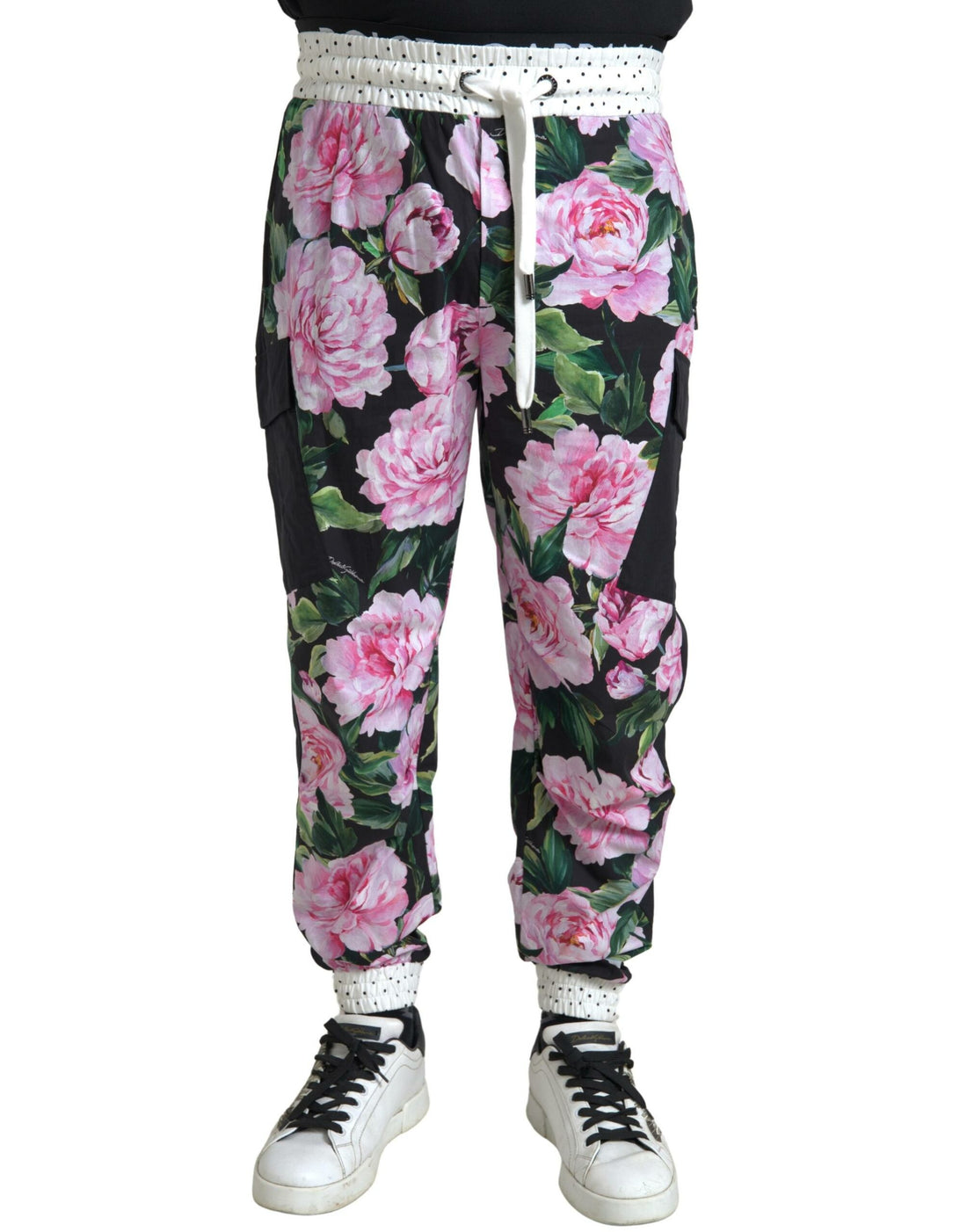 Dolce &amp;amp; Gabbana Flerfärgade Peony Joggers Bomull Herrbyxor