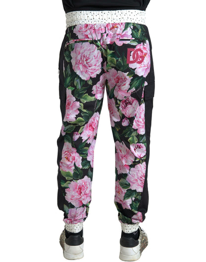 Dolce &amp; Gabbana Multicolor Peony Joggers Cotton Men Pants