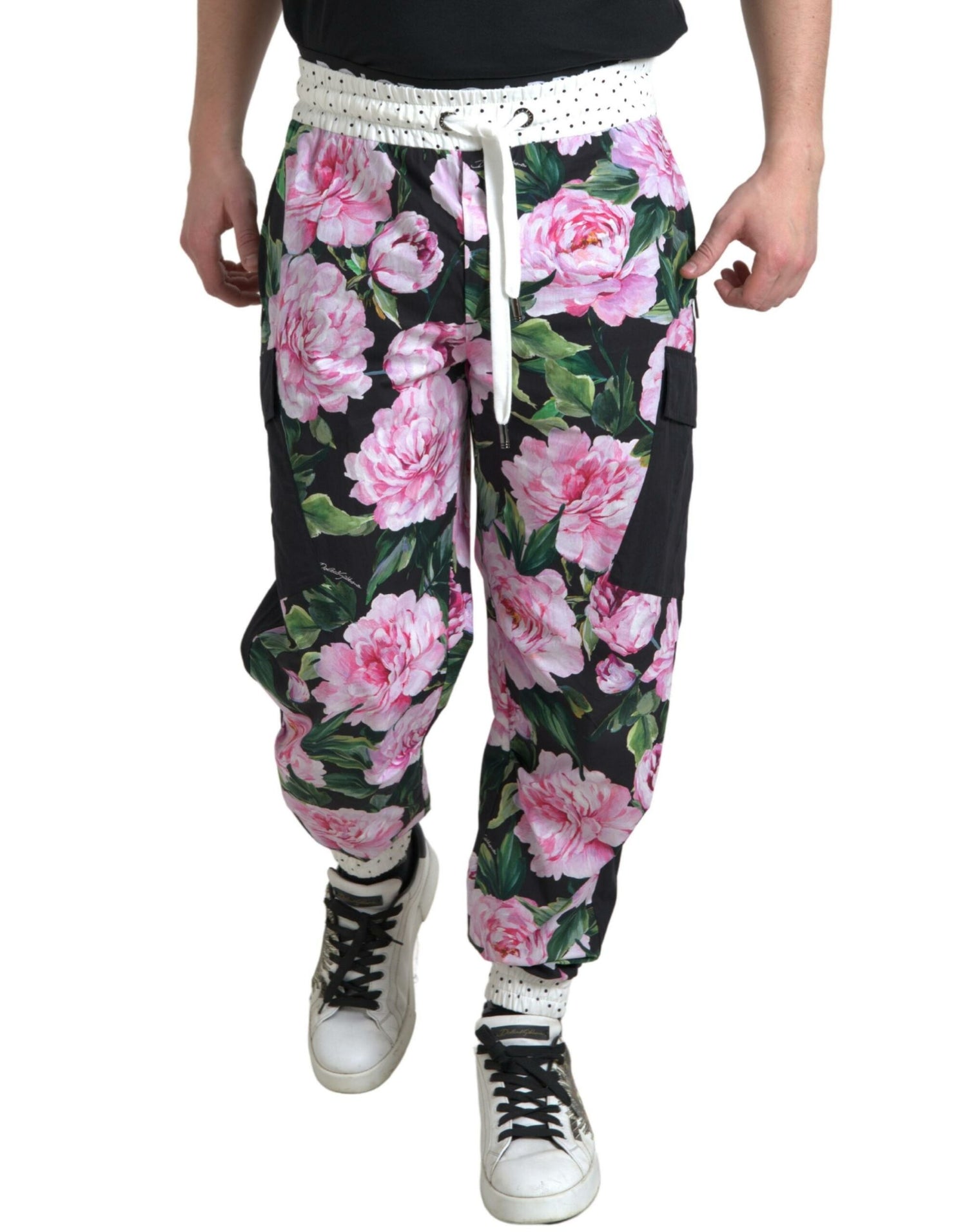 Dolce &amp; Gabbana Multicolor Peony Joggers Cotton Men Pants