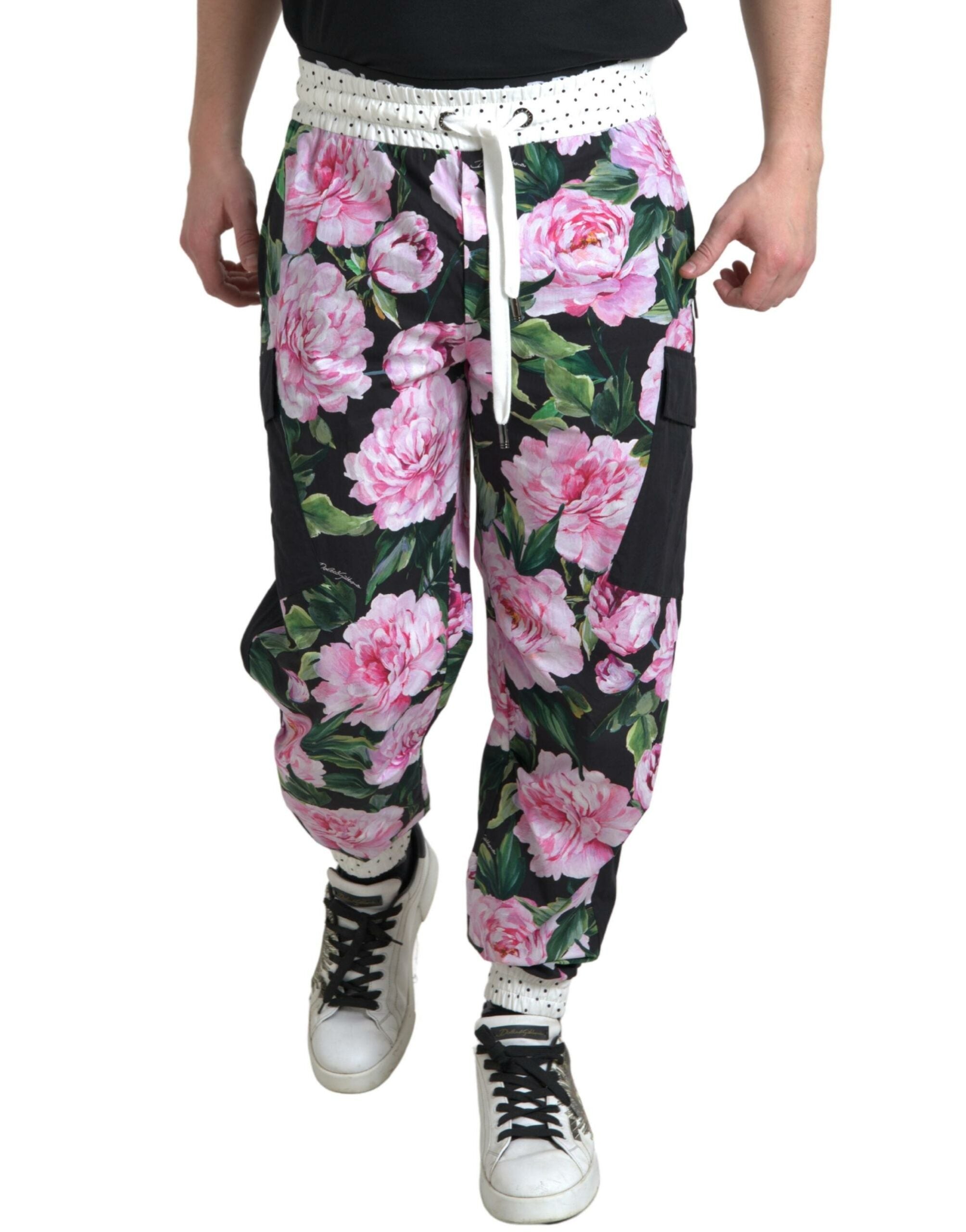 Dolce &amp; Gabbana Multicolor Peony Joggers Cotton Men Pants