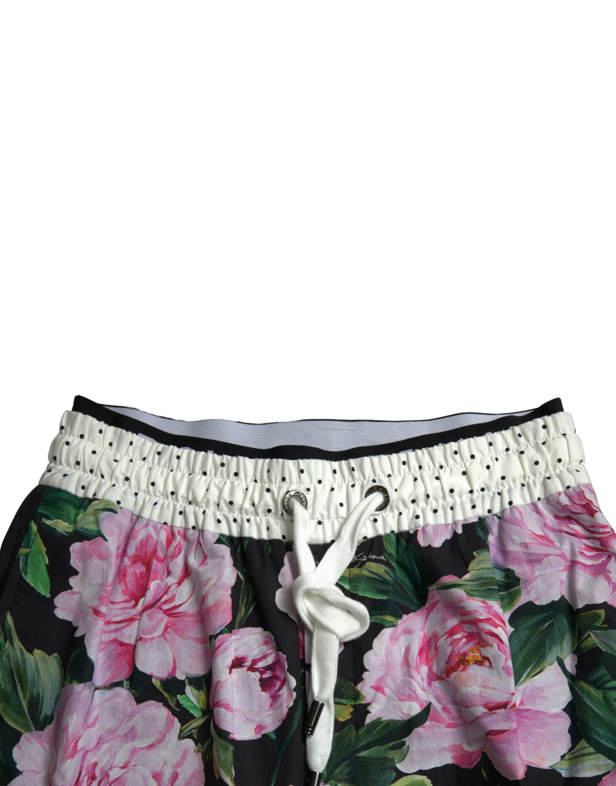 Dolce &amp; Gabbana Multicolor Peony Joggers Cotton Men Pants