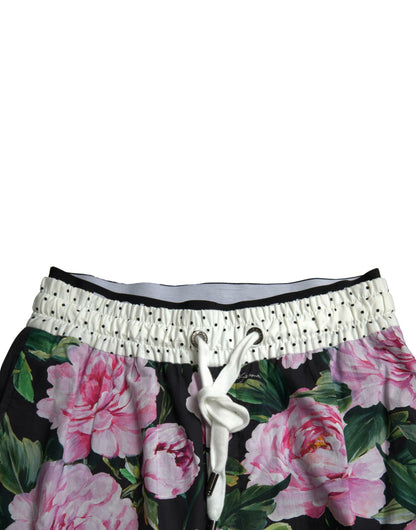 Dolce &amp; Gabbana Multicolor Peony Joggers Cotton Men Pants