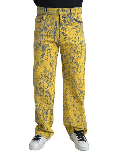 Dolce &amp; Gabbana Yellow Cotton Tie Dye Straight Denim Jeans