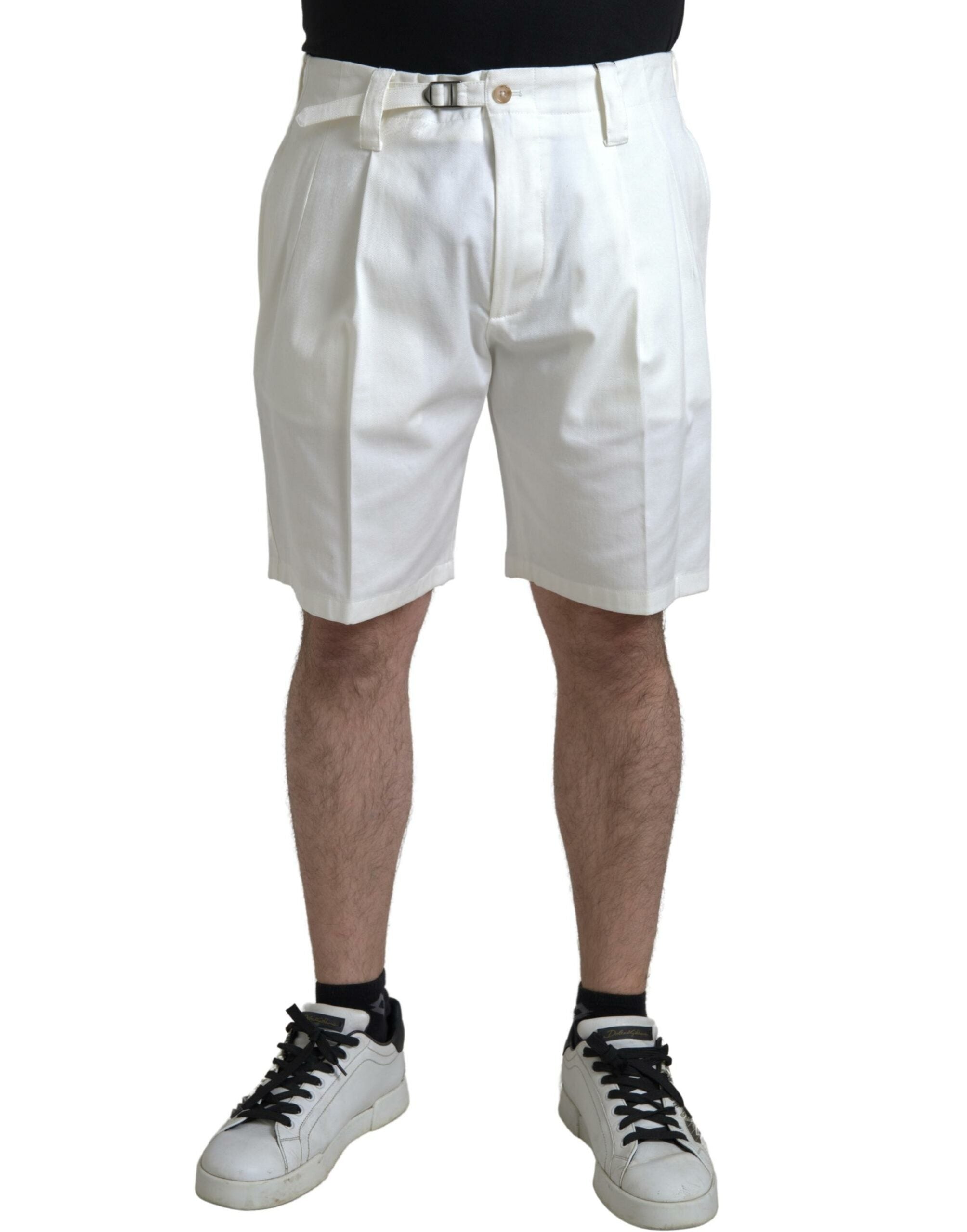 Dolce &amp; Gabbana White Cotton Stretch Men Bermuda Denim Shorts