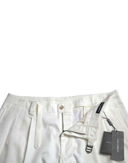 Dolce &amp; Gabbana White Cotton Stretch Men Bermuda Denim Shorts