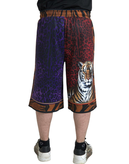 Dolce &amp; Gabbana Multicolor Tiger Print Men Bermuda Shorts