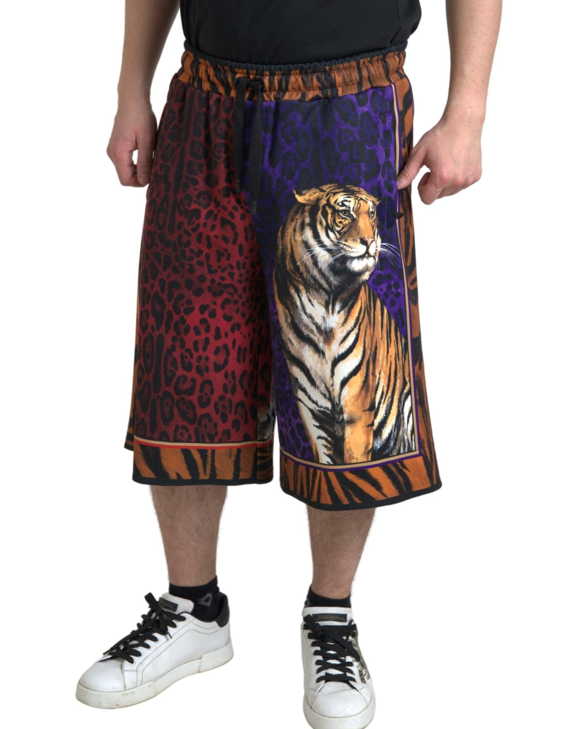 Dolce &amp; Gabbana Multicolor Tiger Print Men Bermuda Shorts