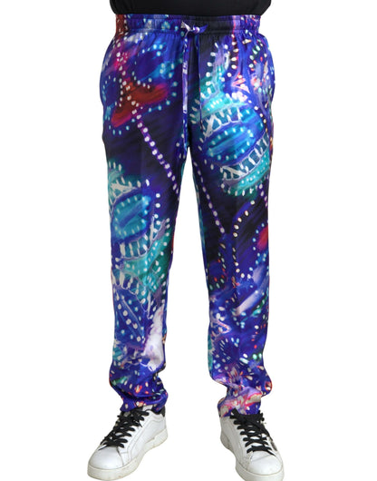 Dolce &amp; Gabbana Multicolor Printed Silk Men Trouser Pants