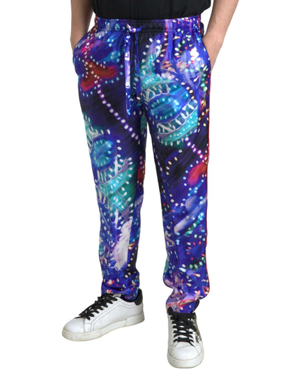 Dolce &amp; Gabbana Multicolor Printed Silk Men Trouser Pants