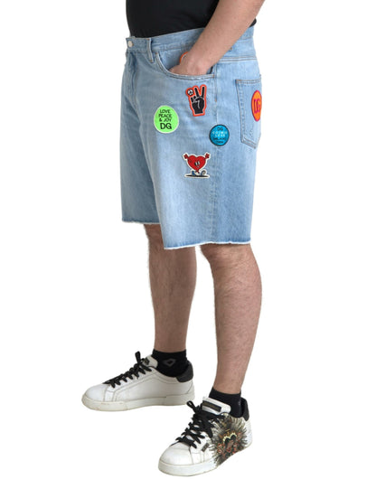Dolce &amp;amp; Gabbana Ljusblå Bomull Herr Bermuda Jeansshorts