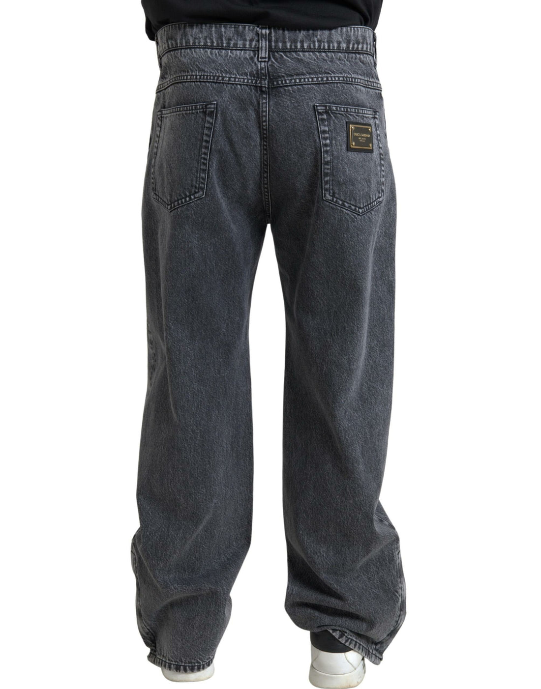 Dolce &amp;amp; Gabbana Mörkgrå Bomull Rak Passform Herrjeans
