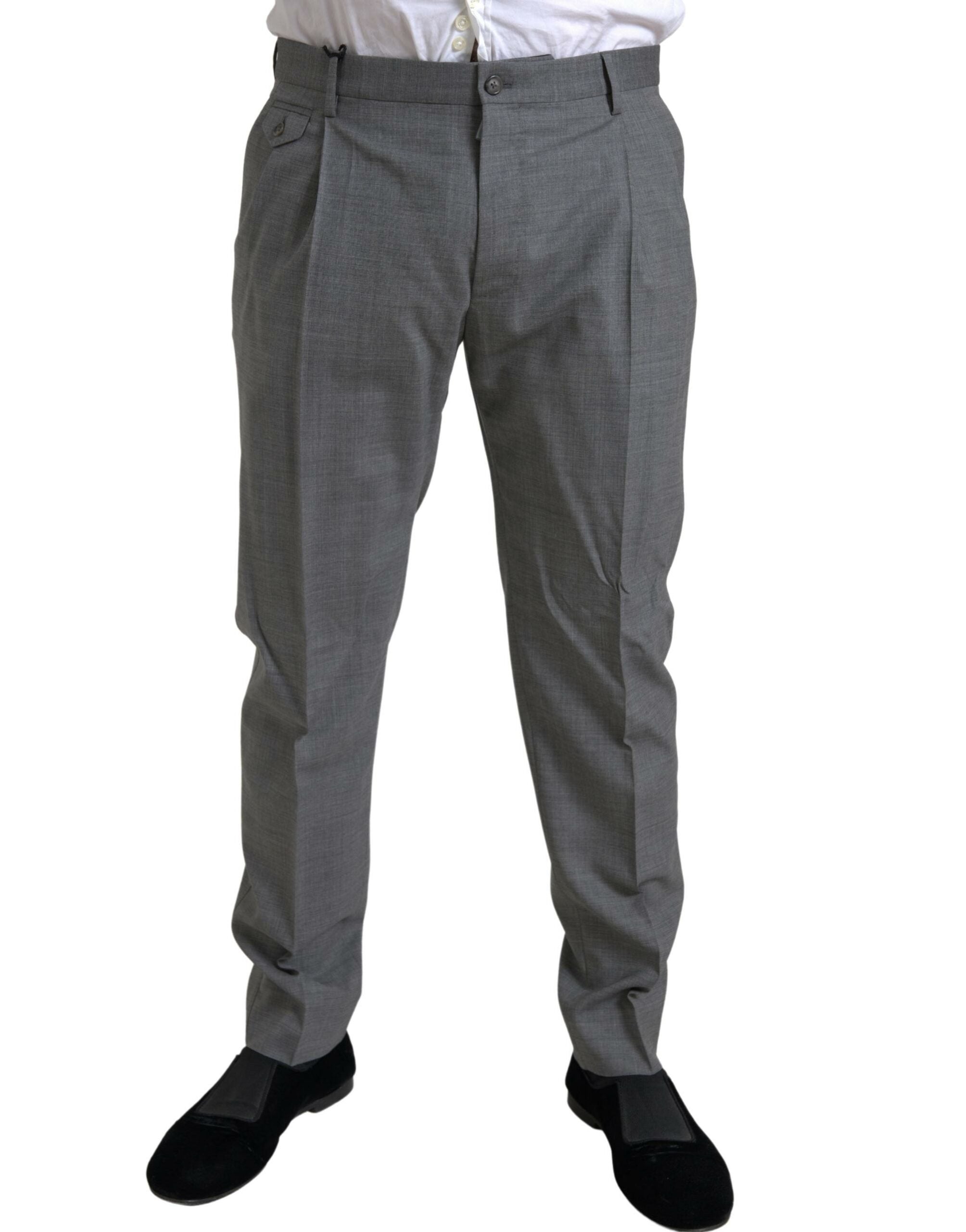 Dolce &amp; Gabbana Gray Wool Chino Skinny Men Dress Trouser Pants