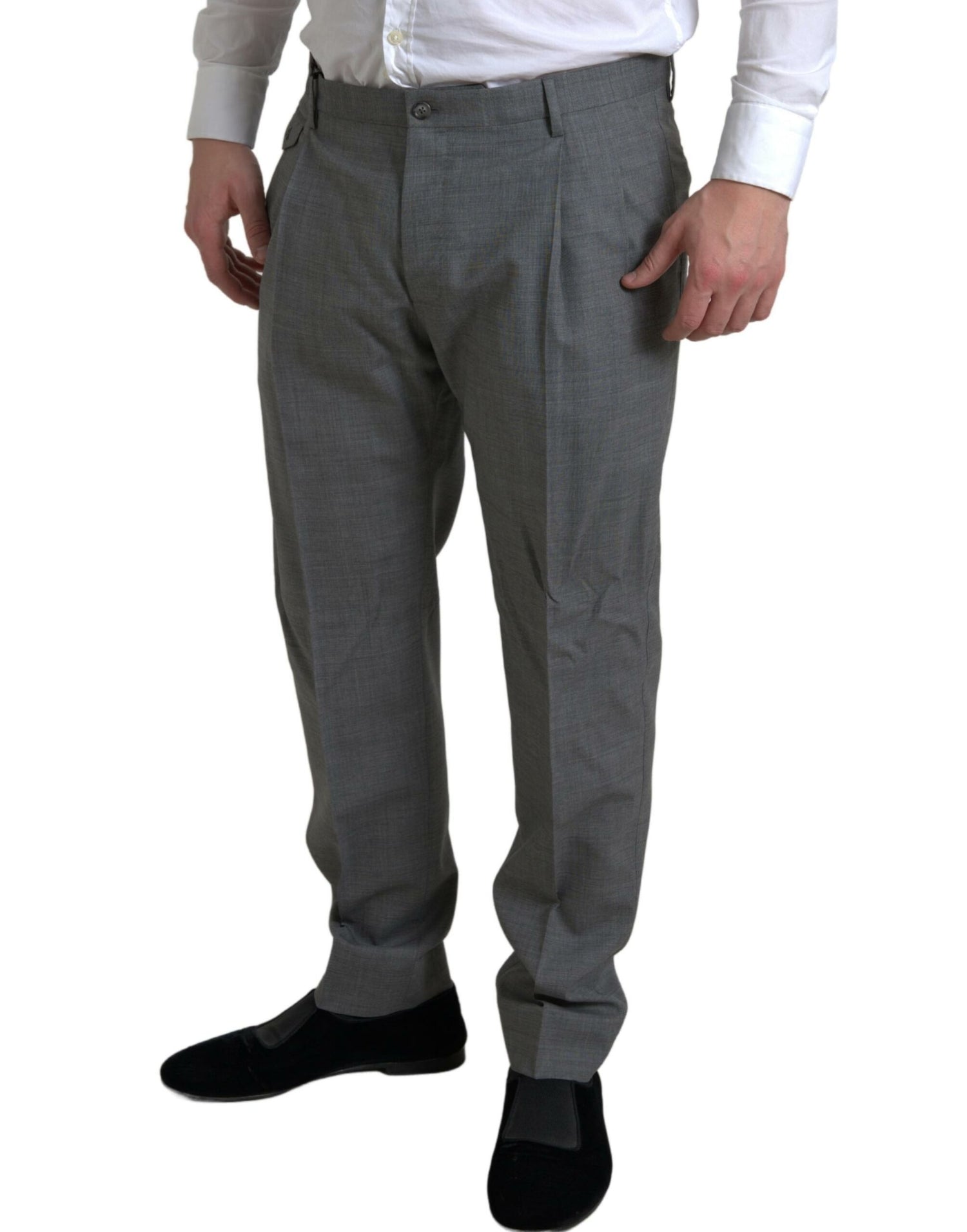Dolce &amp; Gabbana Gray Wool Chino Skinny Men Dress Trouser Pants