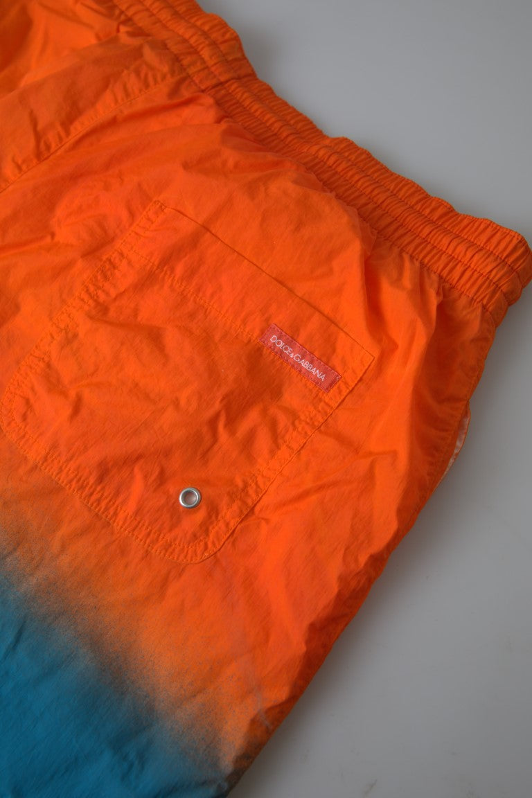 Dolce &amp;amp; Gabbana Orange Blå Gradient Beachwear Badkläder Shorts