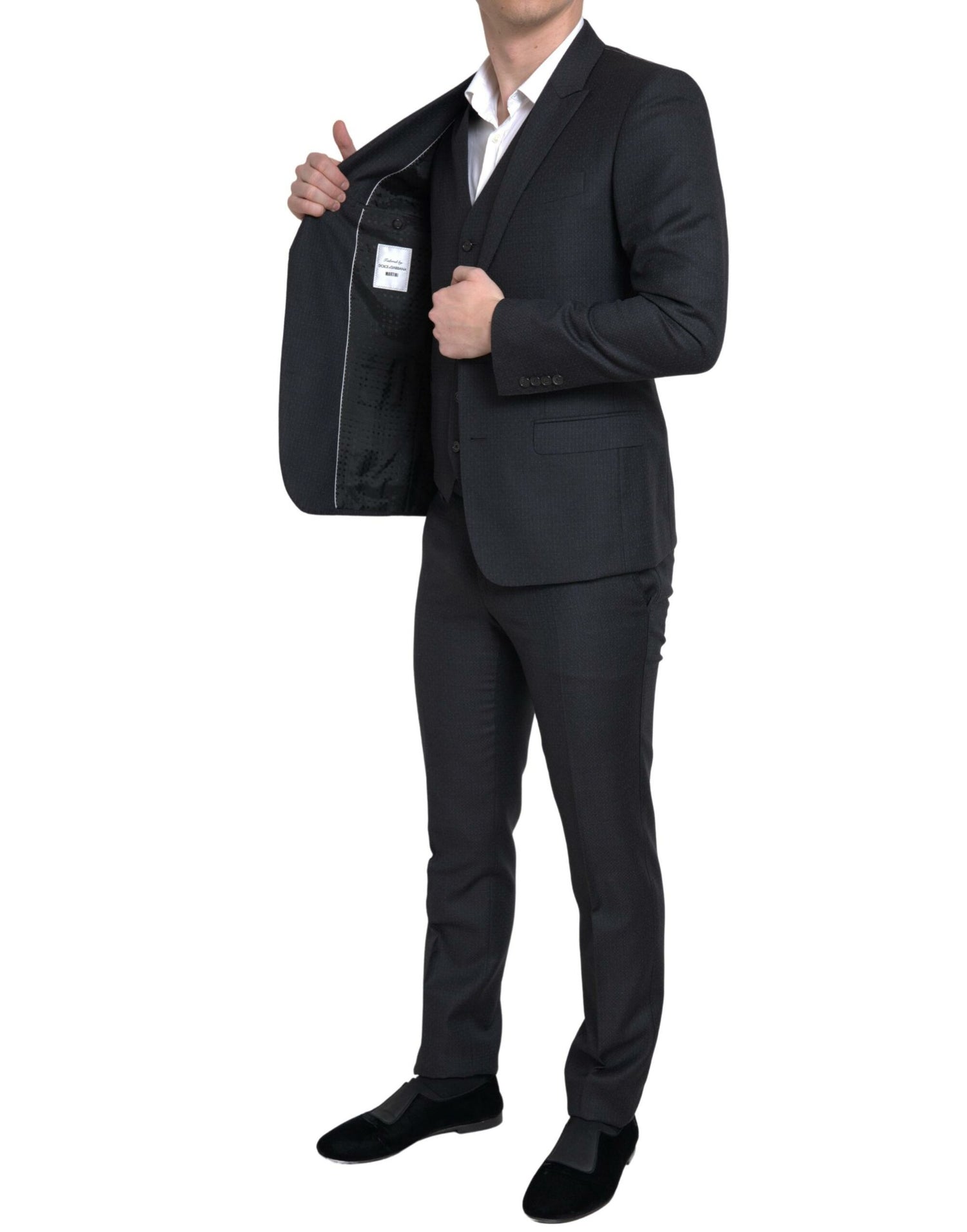 Dolce &amp; Gabbana Black 3 Piece Single Breasted MARTINI Suit
