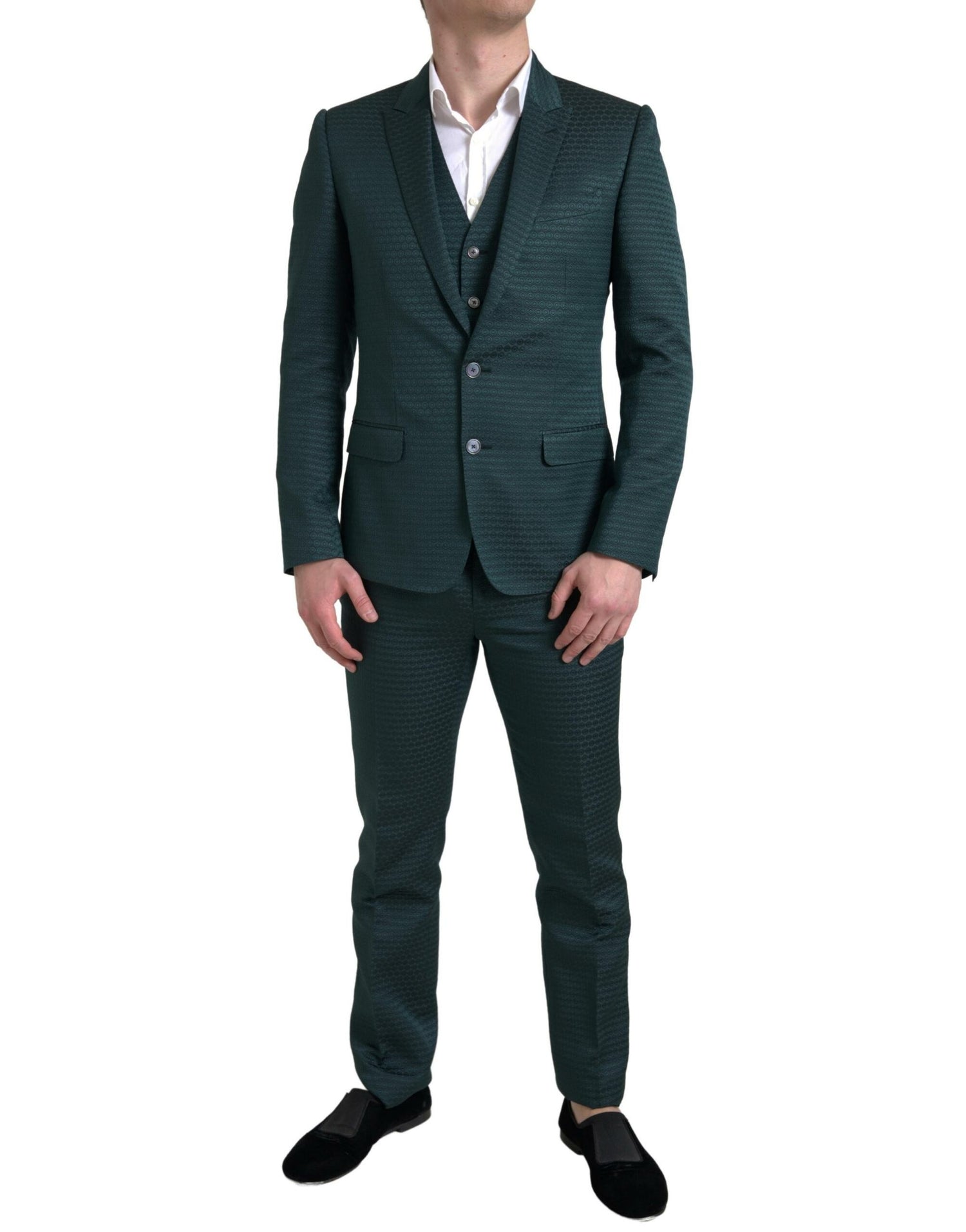 Dolce &amp; Gabbana Green 3 Piece Single Breasted MARTINI Suit