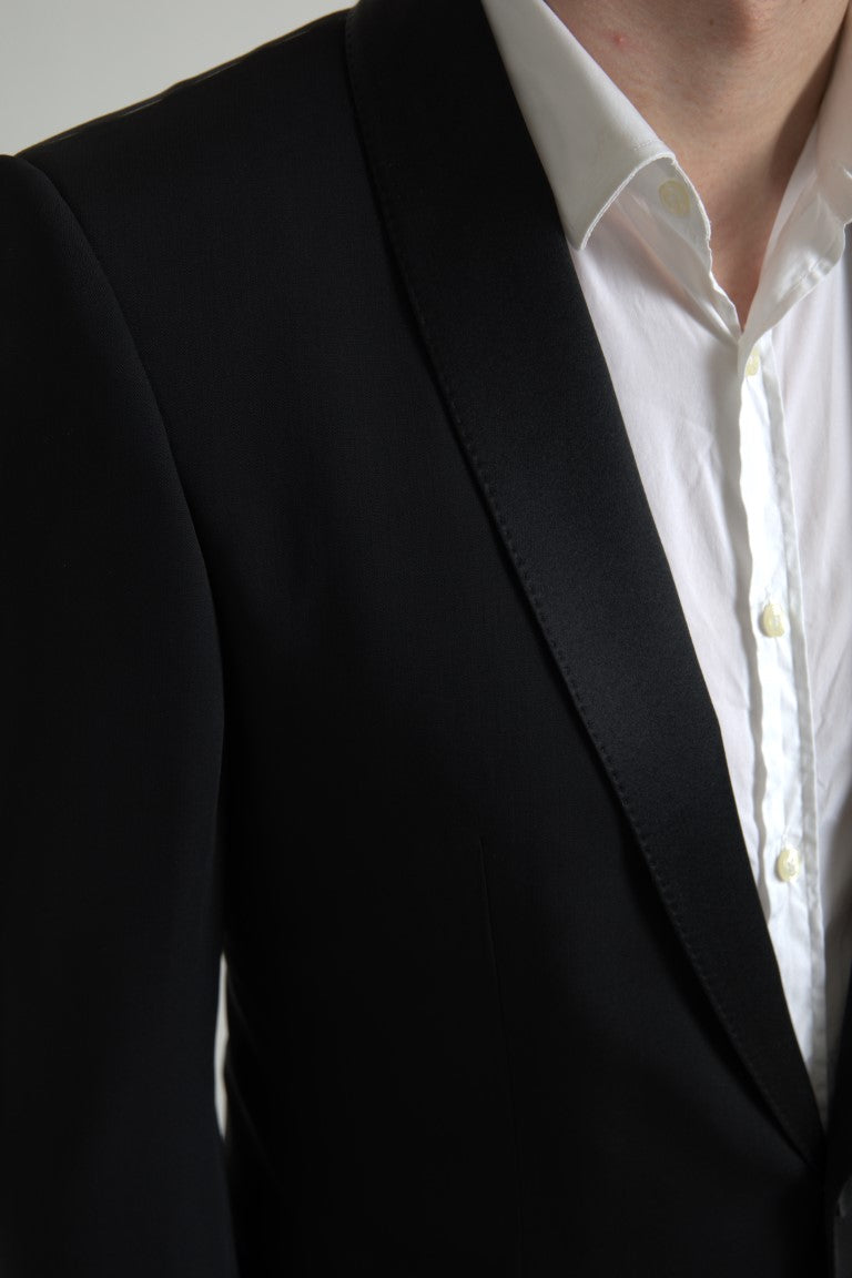 Dolce &amp;amp; Gabbana Svart Ull Enkelknäppt MARTINI Kavaj