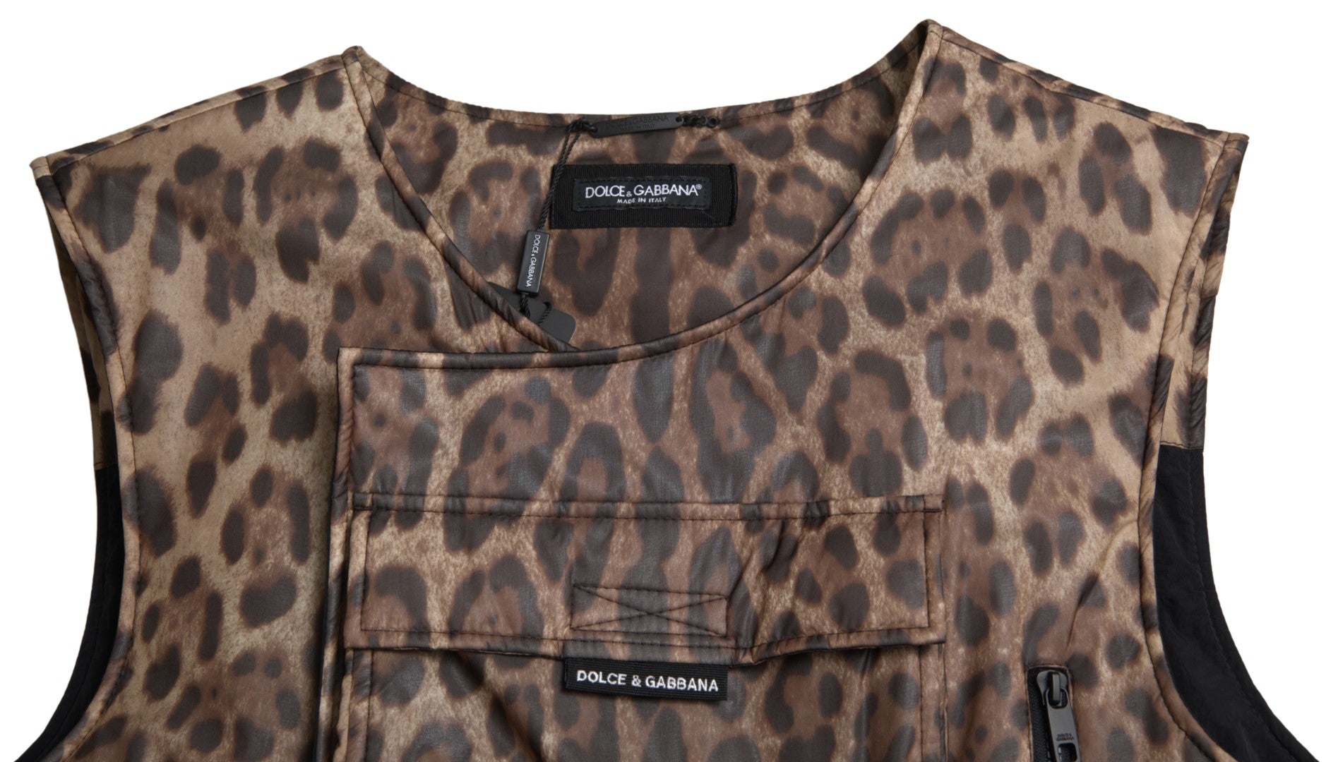Dolce &amp; Gabbana Brown Leopard Silk Sleeveless Sportswear