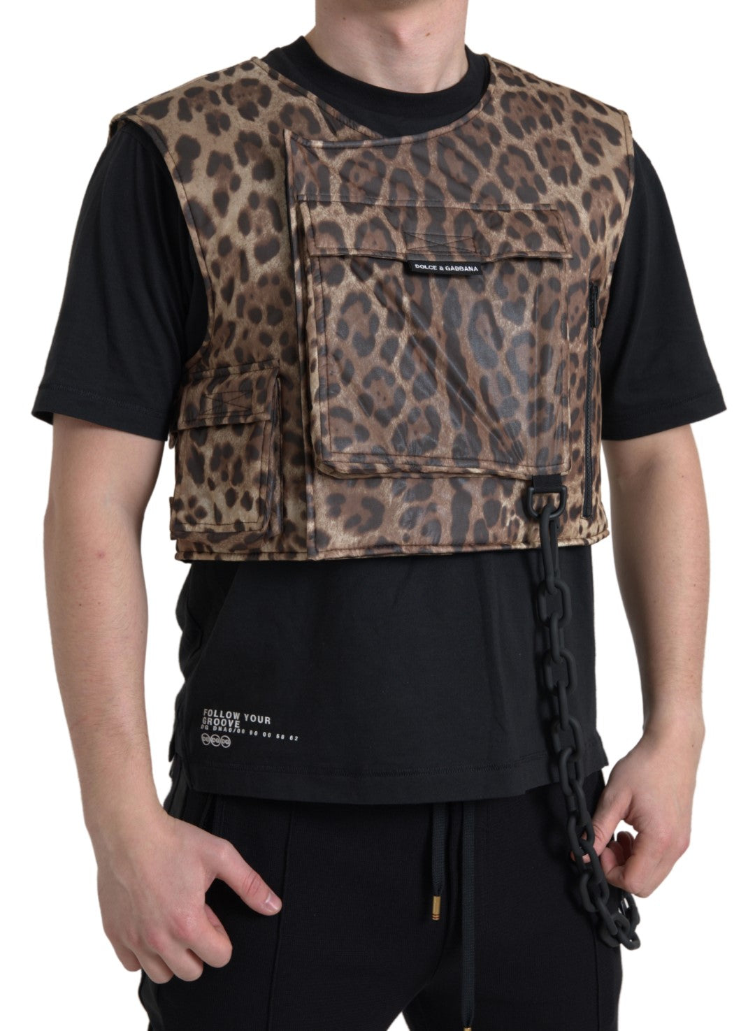 Dolce &amp;amp; Gabbana Brun Leopard Siden Ärmlös Sportkläder