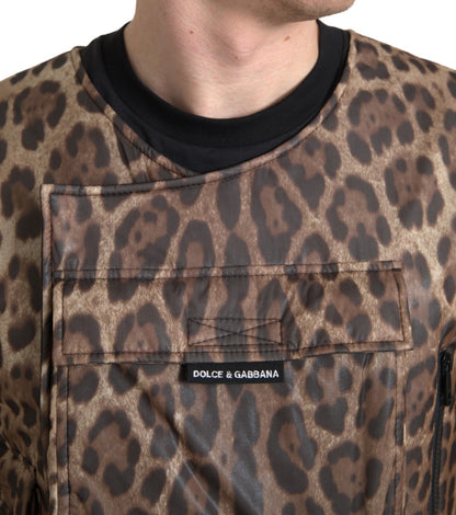 Dolce &amp; Gabbana Brown Leopard Silk Sleeveless Sportswear