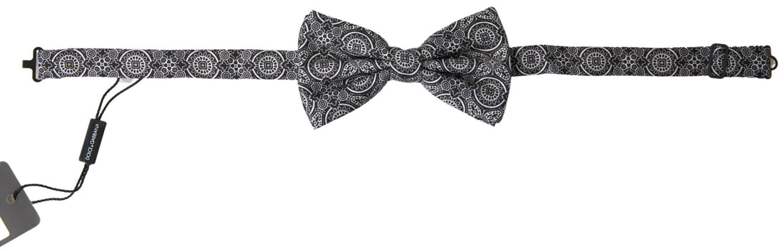 Dolce &amp;amp; Gabbana Svartvit Mönster Justerbar Halsringning Papillon Fluga