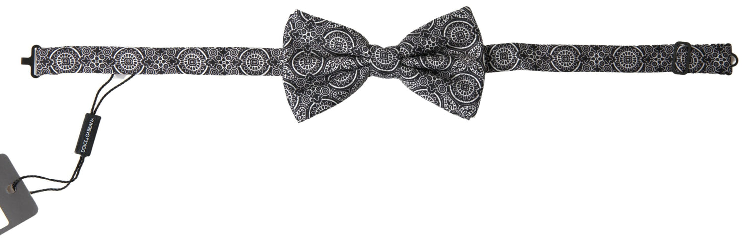 Dolce &amp;amp; Gabbana Svartvit Mönster Justerbar Halsringning Papillon Fluga