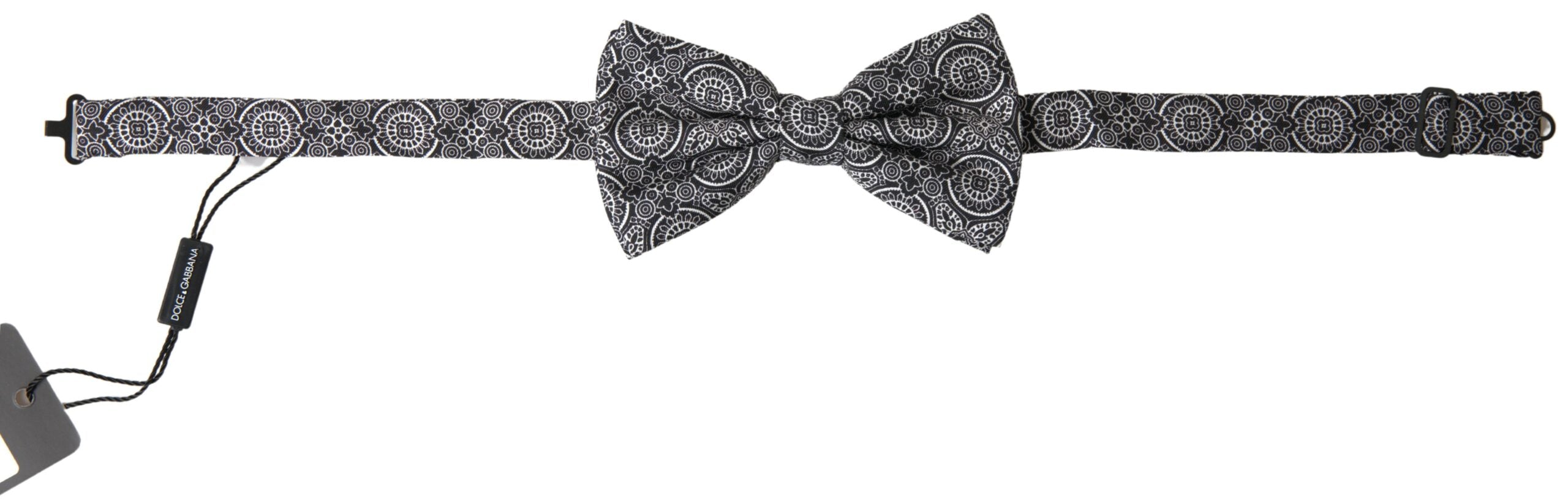 Dolce &amp;amp; Gabbana Svartvit Mönster Justerbar Halsringning Papillon Fluga
