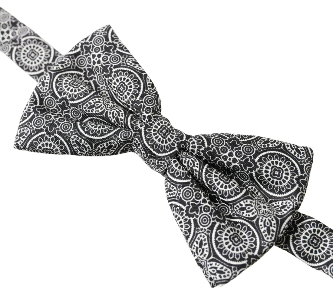 Dolce &amp;amp; Gabbana Svartvit Mönster Justerbar Halsringning Papillon Fluga