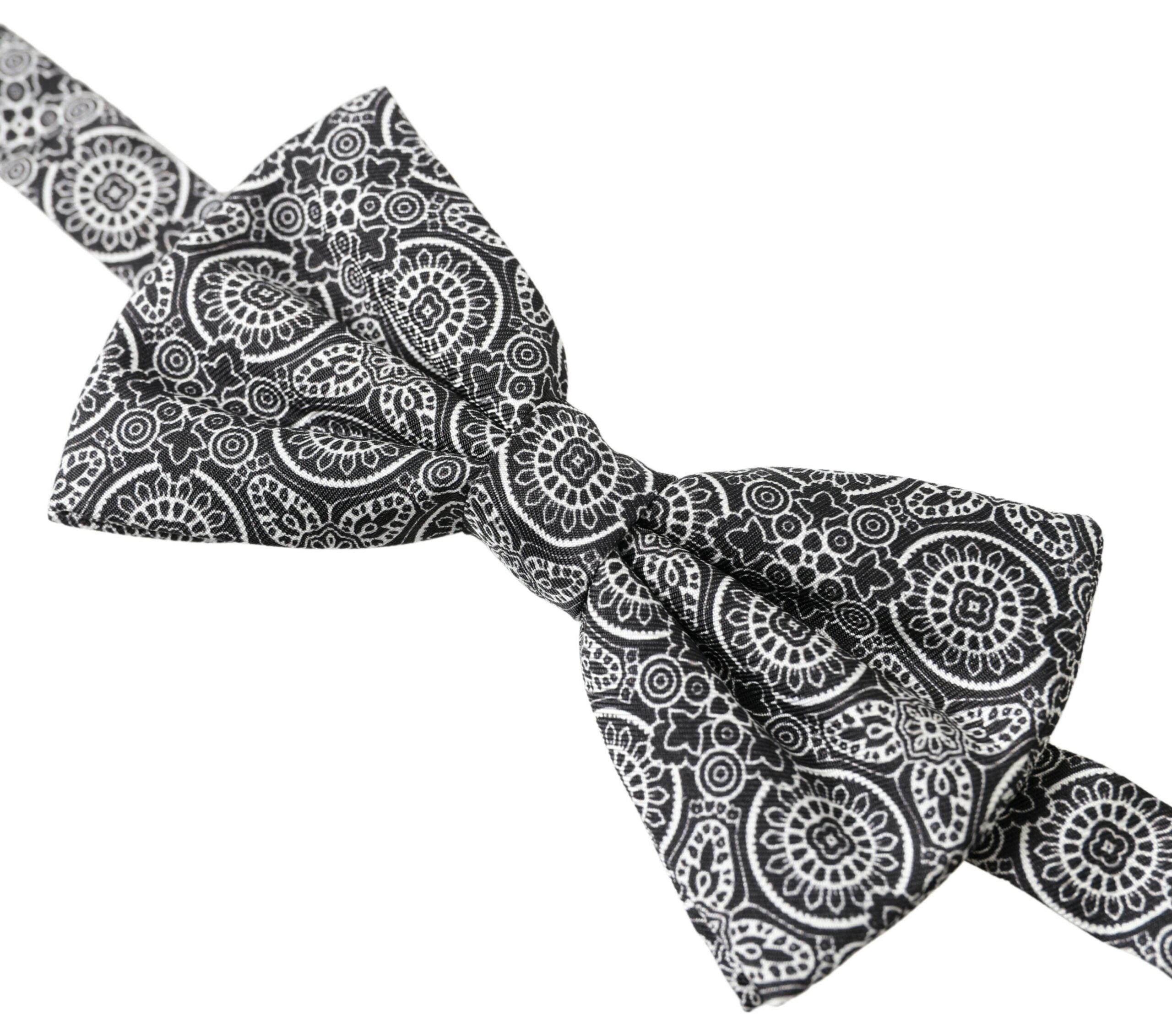 Dolce &amp;amp; Gabbana Svartvit Mönster Justerbar Halsringning Papillon Fluga
