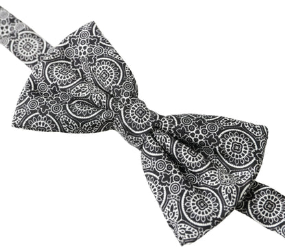 Dolce &amp;amp; Gabbana Svartvit Mönster Justerbar Halsringning Papillon Fluga