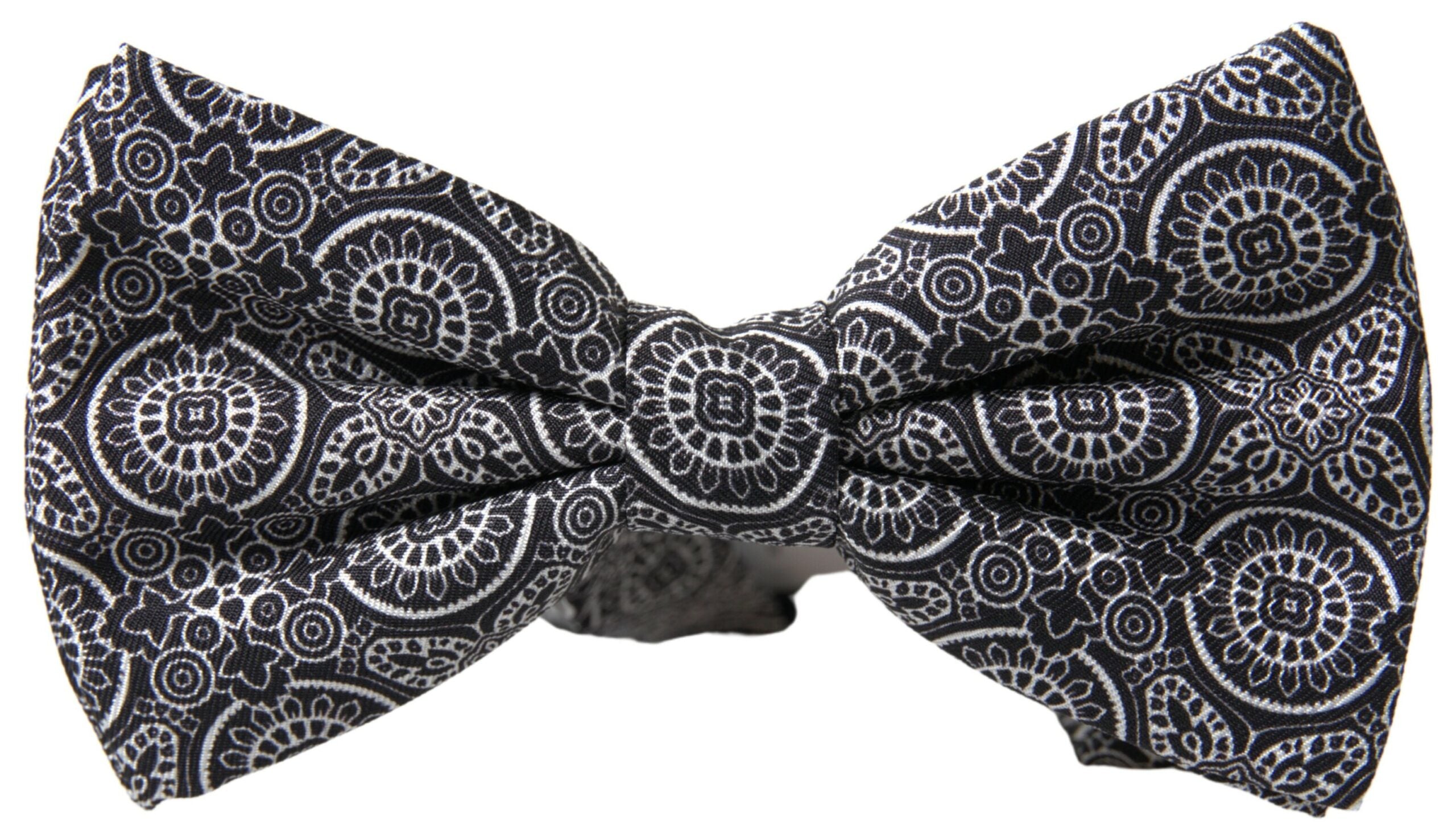 Dolce &amp;amp; Gabbana Svartvit Mönster Justerbar Halsringning Papillon Fluga